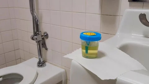 Sample Urine Collection For Laboratory Urinalysis Testing or Screening Stock Footage 314133216
