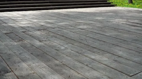 Sample of a wooden floor on a platform in the open air. Stock Footage 197690994
