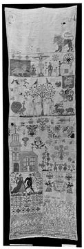 Sampler 1753 German. Sampler. German. 1753. Silk on linen. Textiles-Embroider Stock Illustration