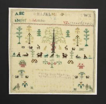 Sampler, 1808, England, maker unknown. Gift of the Wellington Embroiderers... Stock Photos