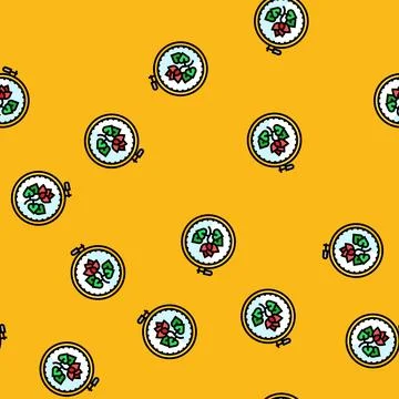 Sampler embroidery hobby vector seamless pattern Stock Illustration