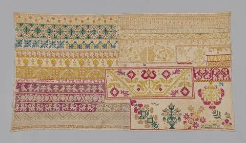 Sampler Made 1801 1900 MÃ xico. Linen, plain weave; cut and drawnwork; emb.. Stock Photos