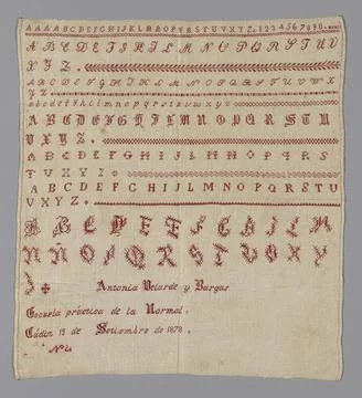Sampler Made 1878 Spain. . Copyright: xpiemagsx ChArt060421-24895 !ACHTUNG... Stock Photos