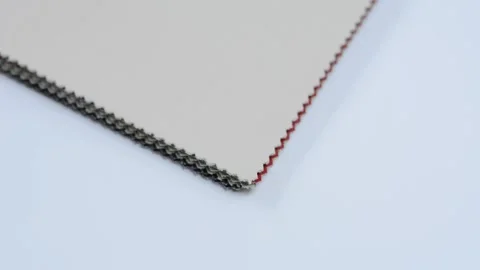 Samples of artificial leather. Multicolored sheets of leather are placed on the  Stock Footage 157045896