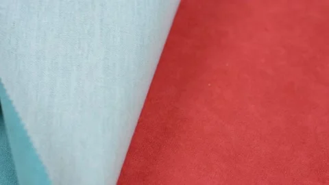 Samples of artificial suede. Change of suede sheets. Stock Footage 157045868