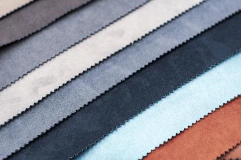 Samples of artificial suede. Sheets of suede fabric close-up. Foto stock