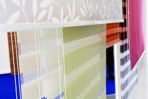 Samples of blinds and curtains Stock Photos