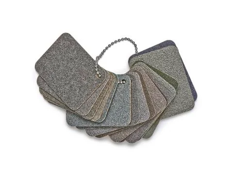 Samples of collection textured and colored fabrics Stock Photos