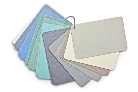 Samples of collection textured and colored fabrics Stock Photos