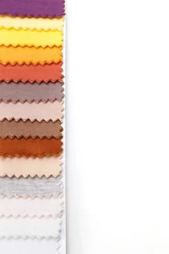 Samples of colored fabric on a white background Foto stock
