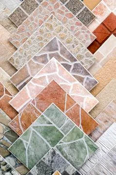 Samples of a colorful ceramic tile closeup Foto stock