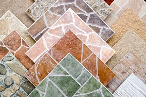 Samples of a colorful ceramic tile closeup Foto stock
