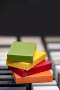 Samples of decorative artificial stone, close-up. Stone samples for kitchen Stock Photos