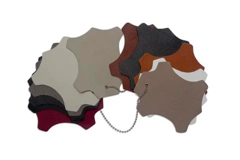 Samples of different colors of leather Stock Photos