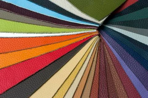 Samples of different colors of leather Stock Photos