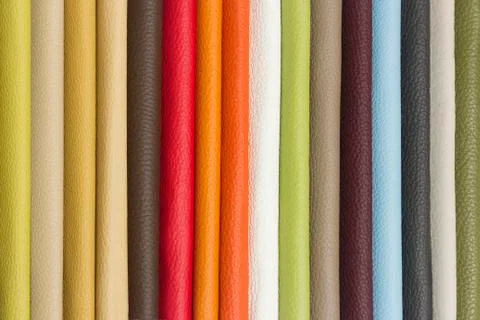 Samples of different colors of leather Stock Photos