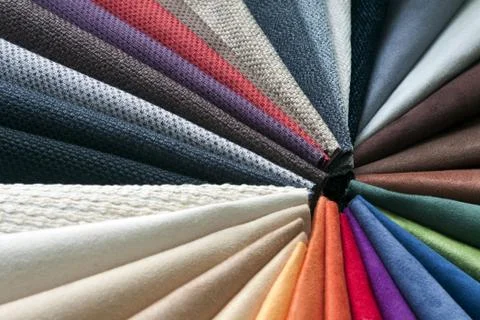 Samples of different upholstery fabrics Stock Photos