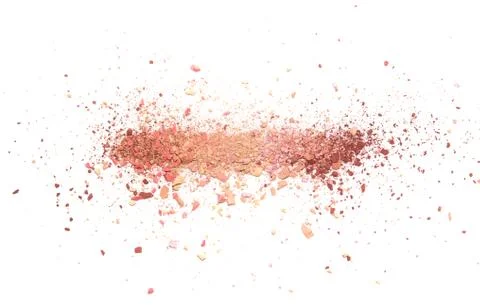 Samples of dry blush, powder, bronzers and highlighter scattered in a line Stock Photos