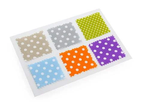 Samples of fabrics with polka dot pattern isolated on white Stock Photos