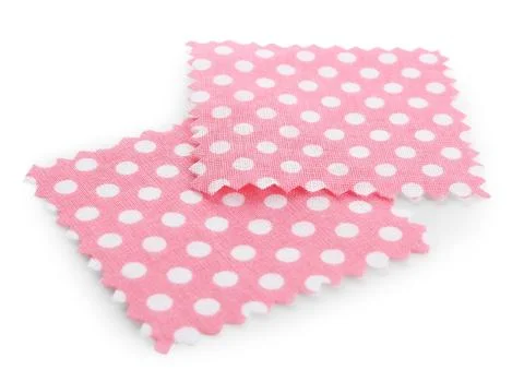 Samples of fabrics with polka dot pattern isolated on white Stock Photos