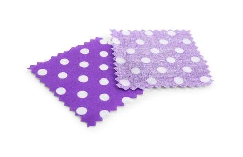 Samples of fabrics with polka dot pattern isolated on white Stock Photos