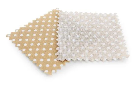 Samples of fabrics with polka dot pattern isolated on white Stock Photos