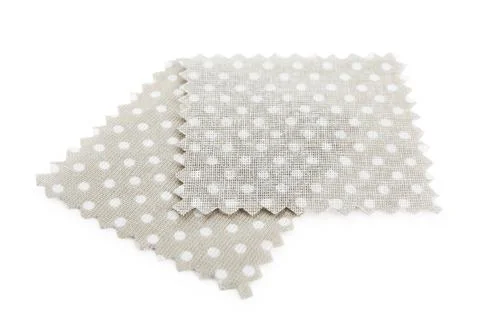 Samples of fabrics with polka dot pattern isolated on white Foto stock