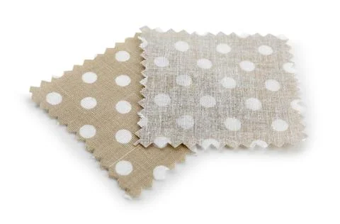 Samples of fabrics with polka dot pattern isolated on white Stock Photos