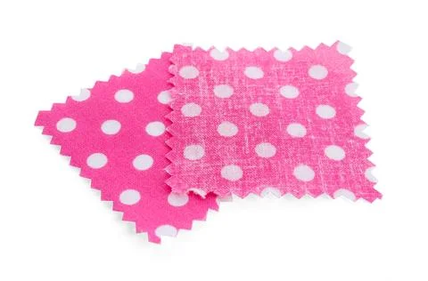 Samples of fabrics with polka dot pattern isolated on white Stock Photos