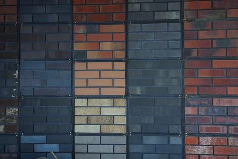 Samples of facing ceramic bricks with a flash-fired effect, which creates u.. Stock Photos