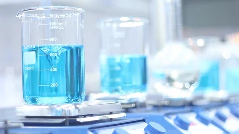 Samples in flasks in a modern laboratory Stock Footage 87135842