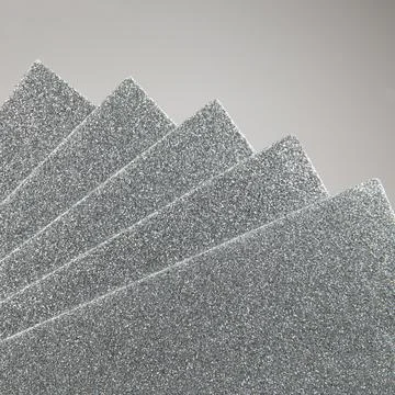 Samples of gray shiny foam sheets. Products for creativity. Stock Photos