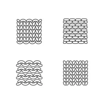 Samples of knitting icon set. Face and the wrong side. Knitted from yarn samples Stock Illustration