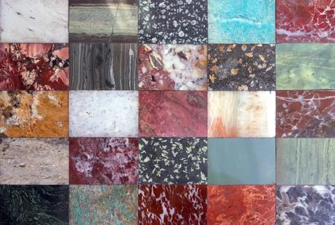 Samples of marble, granite, quartz. Background and texture marble. Stock Photos