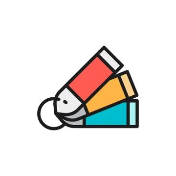 Samples material, palette flat color line icon. Isolated on white background Stock Illustration
