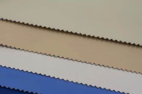 Samples of multicolored artificial leather. Stock Photos
