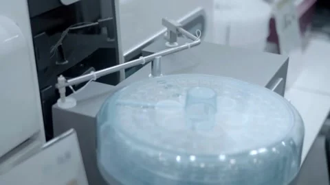 Samples of new atomic absorption spectrometers are presented at the exhibition Stock Footage 340627165