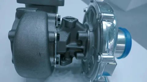 Samples of new turbines for modern engines are presented at the exhibition Stock Footage 340629190