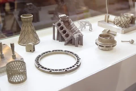 Samples produced by printing a 3D printer from a metal powder. Progressive .. Stock Photos