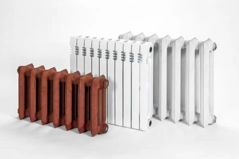 Samples of radiators on an isolated background. Stock Photos