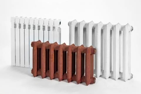 Samples of radiators on an isolated background. Stock Photos
