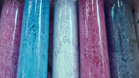 Samples of soft and lightweight paper material for the safe transport of parcels 스톡 동영상 218353023