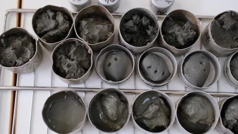 Samples of various soils for analysis. Geodetic laboratory. Clay Stock Footage 231739703