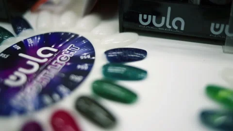 Samples of varnishes brand Wula Stock Footage 98034047