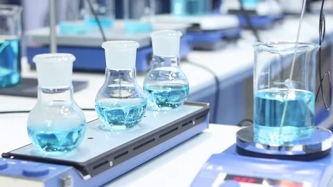 Samples of water in the advanced modern laboratory Stock Footage 87135889
