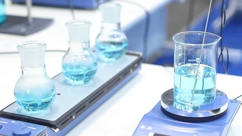 Samples of water in the laboratory Stock Footage 87135912