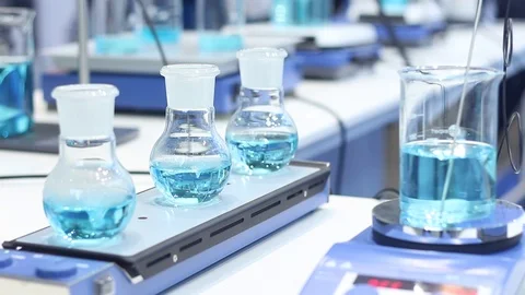 Samples of water in a modern laboratory Stock Footage 87135867