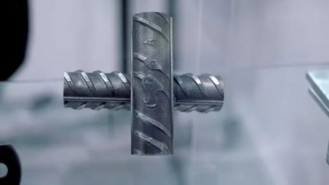 Samples of welded metal reinforcement are presented at the exhibition Stock Footage 340623212
