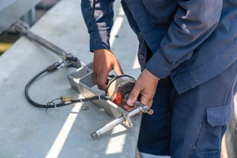Sampling pipe for sampling air in stack of boiler. Foto stock