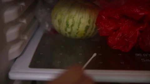 Sampling of sanitary dead corner of bacteria breeding in freezers and refrig Stock Footage 202260391